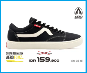 Aerostreet 37-44 Massive Low Hitam Natural Sepatu Sneakers Casual Pria Wanita